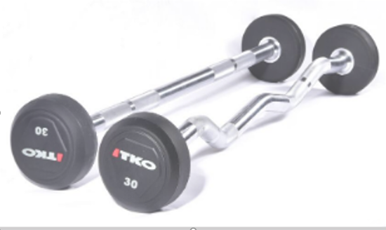Picture of NANTG PD181 RUBBER BARBELL W/ CURL BAR - 10KG + BAR
