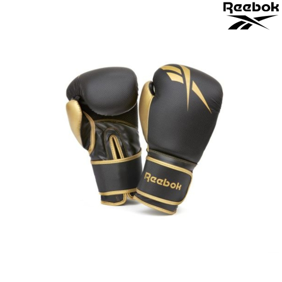 Picture of REEBOK 12OZ BOXING GLOVES + WRAPS SET - GOLD/BLACK